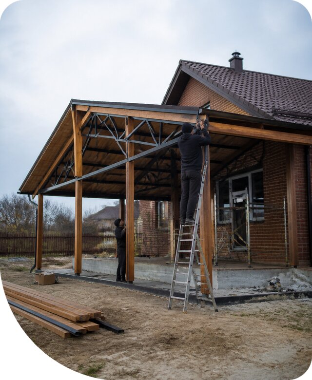 Пристройка навеса к дому и участку в Серпухове под ключ